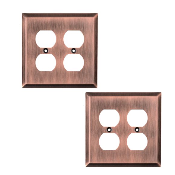 Lot de 2 Couvercles d'Interrupteur de Prise Murale par SleekLighting / Cuivre Décoratif / Variété de Styles : Décorateur/duplex/basculant / et Combo / Taille : 2 Gang Duplex
