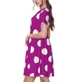 thumbnail image 2 of Fotbe Purlpe And White Polka Dot Vestido Largo de Moda para Mujer, Vestido Tipo Camiseta con Manga Corta y Estilo Casual a Rayas y Bloques de Color, 2 of 6