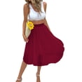 thumbnail image 4 of de malla hasta la rodilla de cintura alta para mujer, faldas plisadas de viaje para banquete de fiesta para niñas, moda de Color sólido Prendas para la parte inferior del cuerpo Vino rojo S Guardurnaity AP011358-06, 4 of 6