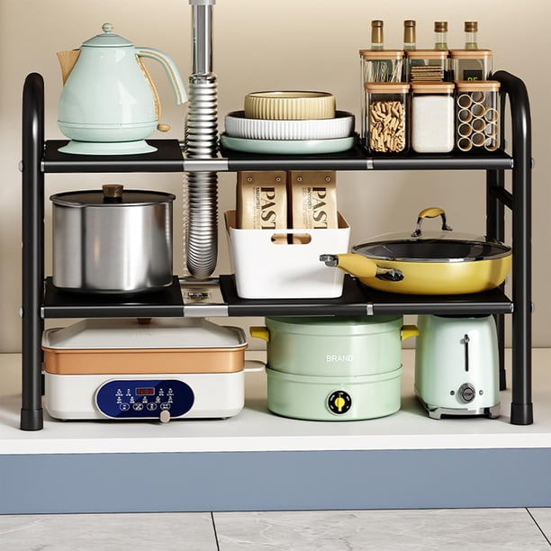 Hisemy Organizador Debajo del Fregadero,Organizador de Fregadero,Bandeja de Almacenamiento,Estante de Almacenamiento para Cocina, Despensa, Baño, Cajones y Alacena (Negro-8 Paneles)