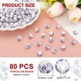 thumbnail image 2 of Uxcell 80 Pcs Porcelain Beads, 10mm Printed Ceramic Beads Round Flower Beads Handmade Spacer Beads for Jewelry Making Earring Necklace DIY Crafts, Purple, 2 of 6