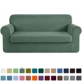 thumbnail image 1 of CHUN YI Stretch 2-Piece Checks Sofa Cover with Cushion Cover Slipcover, 1 of 6