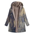 thumbnail image 1 of Chaqueta de mujer de lana con forro polar cálido vintage con cremallera elegante y holgada de longitud media a la moda, 1 of 6
