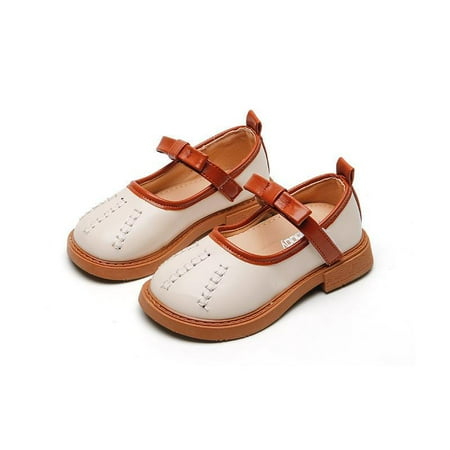 

HuaAngel Little Girls Big Girls Classic Vintage Stitched PU Leather Contrast Color Mary Jane Shoes W392 Sizes 8C-2.5Y