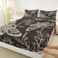thumbnail image 3 of Feelyou Bohemian Moth Butterfly Twin Sheet Sets, Damask Flower Floral Twin Fitted Sheet, Hippie Animal Skeleton Flat Sheet, Super Cozy Room Decor, 3pcs, 3 of 7