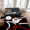 thumbnail image 4 of Area Rug 5'x8' Modern Red White Geometric Circles Abstract Art Washable Area Rugs Non Shedding Floor Carpet Rubber Backing Non-Slip Indoor Mats for Living Room Bedroom Kitchen, 4 of 8