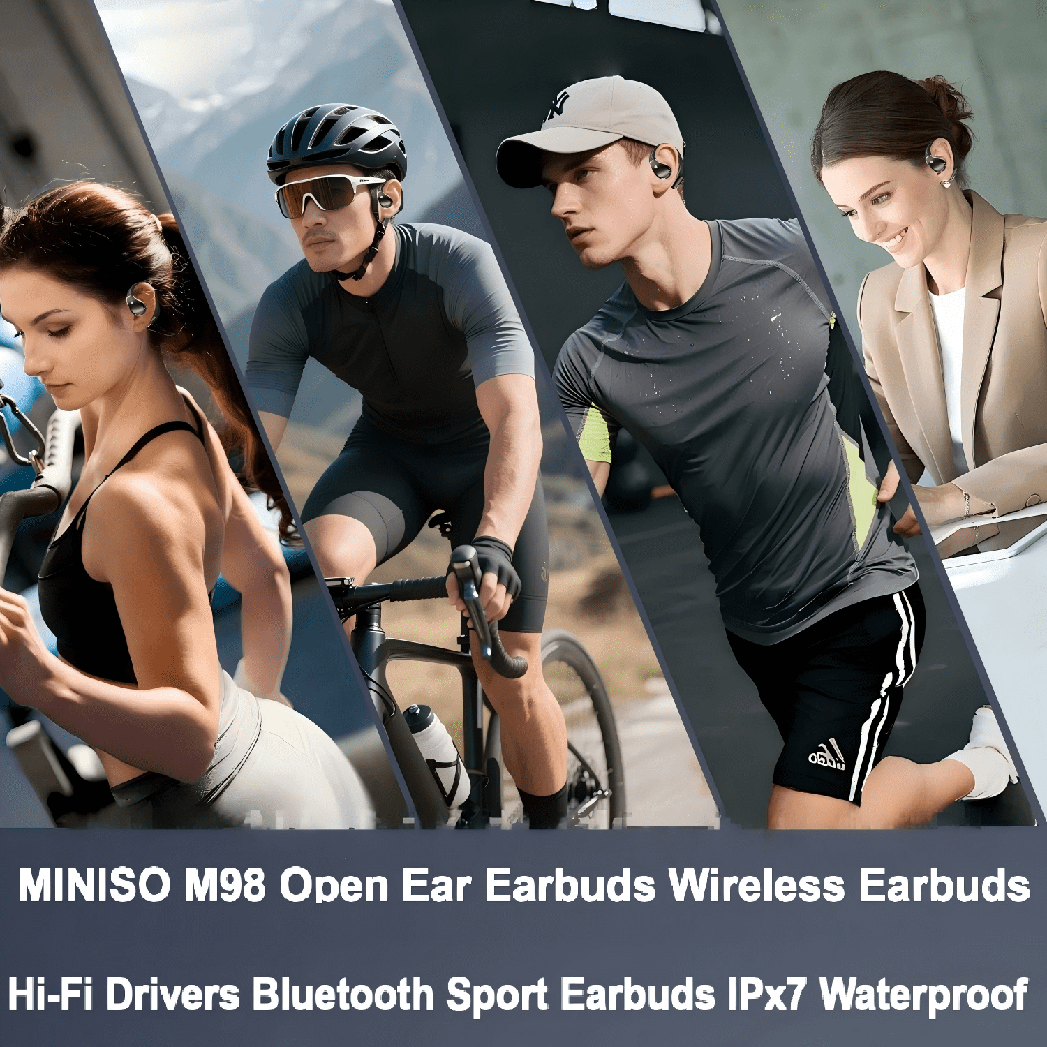 MINISO M98 Open Ear Earbuds Wireless Earbuds AI 135 Language Translator Earbuds with Smart Screen Mic,Bluetooth Earbuds Sport IPX7 Waterproof,Black