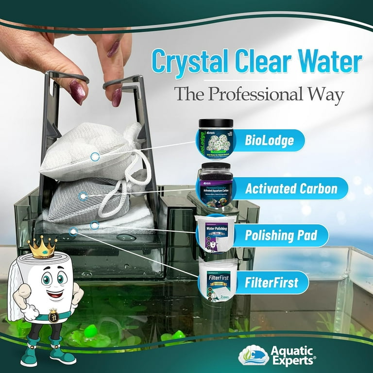 Aquatic Experts - FilterFirst Aquarium Filter Pad, Premium True Dual Density Filter Material Roll,Filter Floss for Fish Tank ,5 Pack, 12 inch x 12