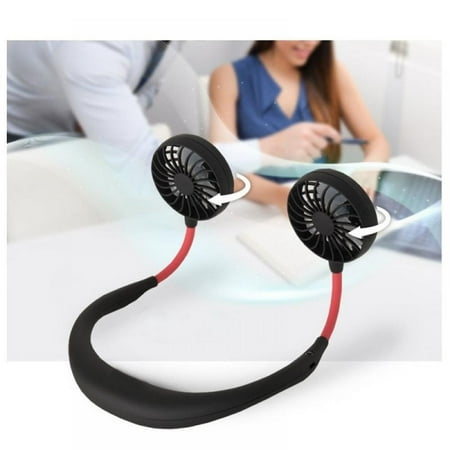 

Spdoo Portable Neck Fan Hand Free Personal Fan Portable USB Battery Rechargeable Mini Fan Headphone Design Wearable Neckband Fan Necklace Fan Cooler Fan(Black)