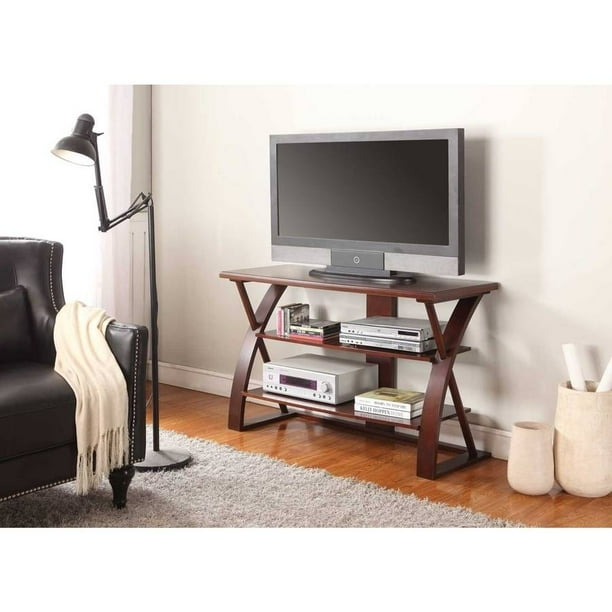 Roundhill Solid Wood TV Stand, Brown