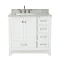 thumbnail image 2 of Ariel Cambridge 37 In. Left Offset Rectangle Single Sink Vanity With Carrara White Marble 0.75 In Countertop In White, 2 of 10