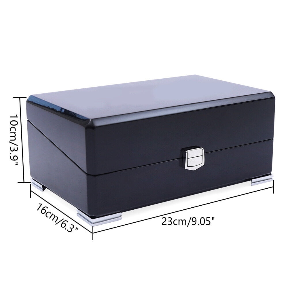 TFCFL Black Leather Watch Box Jewelry Case and Eyeglasses Storage and Sunglass Glasses Display Drawer Lockable Case Organizer (6 Watch Box Jewelry Cas