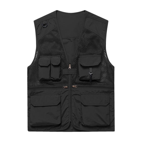 Men'S Vest Jacket Summer Casual Mesh Breathable And Loose Men'S Outerwear Vests Black Xxxxl