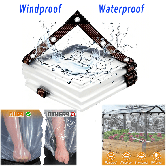 Transparent Waterproof Rain Cover 1PC Outdoor Protection for Patio Furniture Heavy-Duty Plastic Sheeting with Sealed Edges for All-Weather Deck Shelter(Clear)