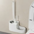 thumbnail image 3 of Hgallory Household Toilet Brush and Holder Set for Bathroom, Floor Standing Toilet Brush Cleaner No Dead Corner with 2-Hole Base & Long Handle, Compact Cleaning Tools, 1PC, White, 16.9"x12"x3.5", 3 of 6