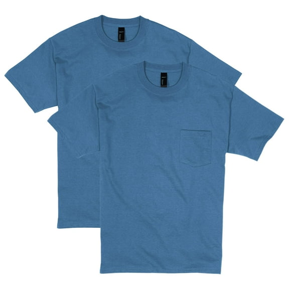 Hanes Mens Beefy-T Pocket T-Shirt (Pack of 2) 2 Denim Blue