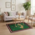 thumbnail image 3 of ODIKA 4'x6' Washable Area Rug Baseball Field Sport Scoreboard Design With Diamond Center And Striped Border for Bedroom, Reading Nook, Pet Friendly & Non-Shedding, 3 of 7