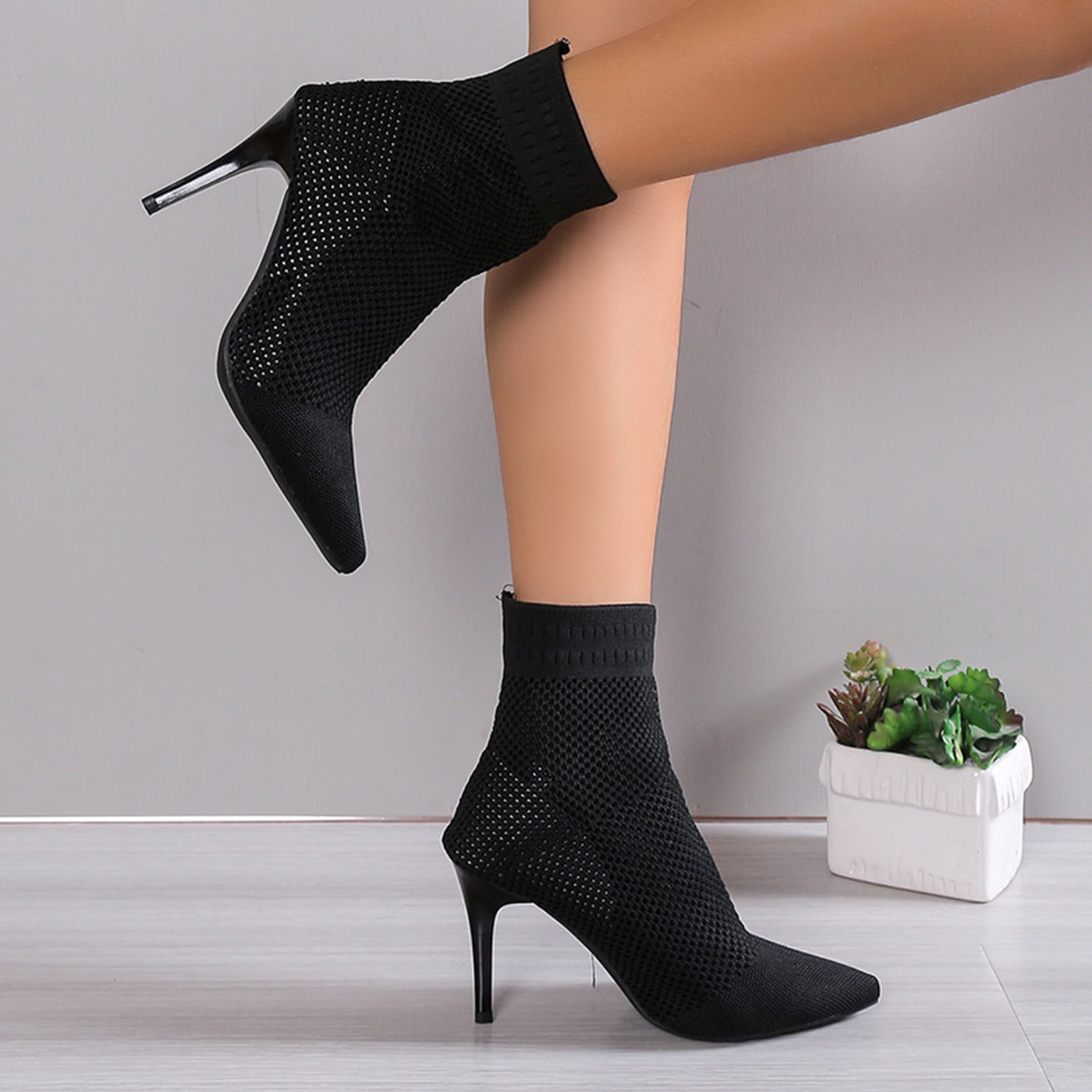 Bottines Noires Bottine Chaussette Ouverte Nsendm Chaussures Pour