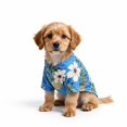 thumbnail image 3 of Hawaiian Shirt for Dogs with Tropical Floral Print and Short Sleeves, Blue, for Summer Beach and Daily Wear, 3 of 3
