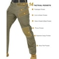 thumbnail image 3 of Mens Cargo Pants Ripstop 14 Pockets Waterproof Gusseted Work Cargo Hiking Pants, 3 of 6