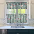 thumbnail image 3 of Pioneer Kitchen Curtains and Valance Set 24 Inch Tier Flowers Teal Curtains Small Drapes for Cafe Living Room Bathroom Farmhouse 3 Pieces Set Rod Pocket, 3 of 6