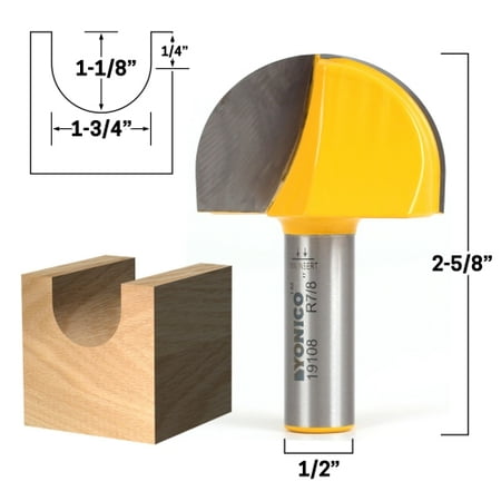 

1-3/4 Diameter Core Box Router Bit - 1/2 Shank - Yonico 19108