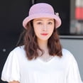 thumbnail image 4 of 56-58cm hat circumference female summer hat flower fisherman hat sunscreen basin hat - pink, 4 of 5