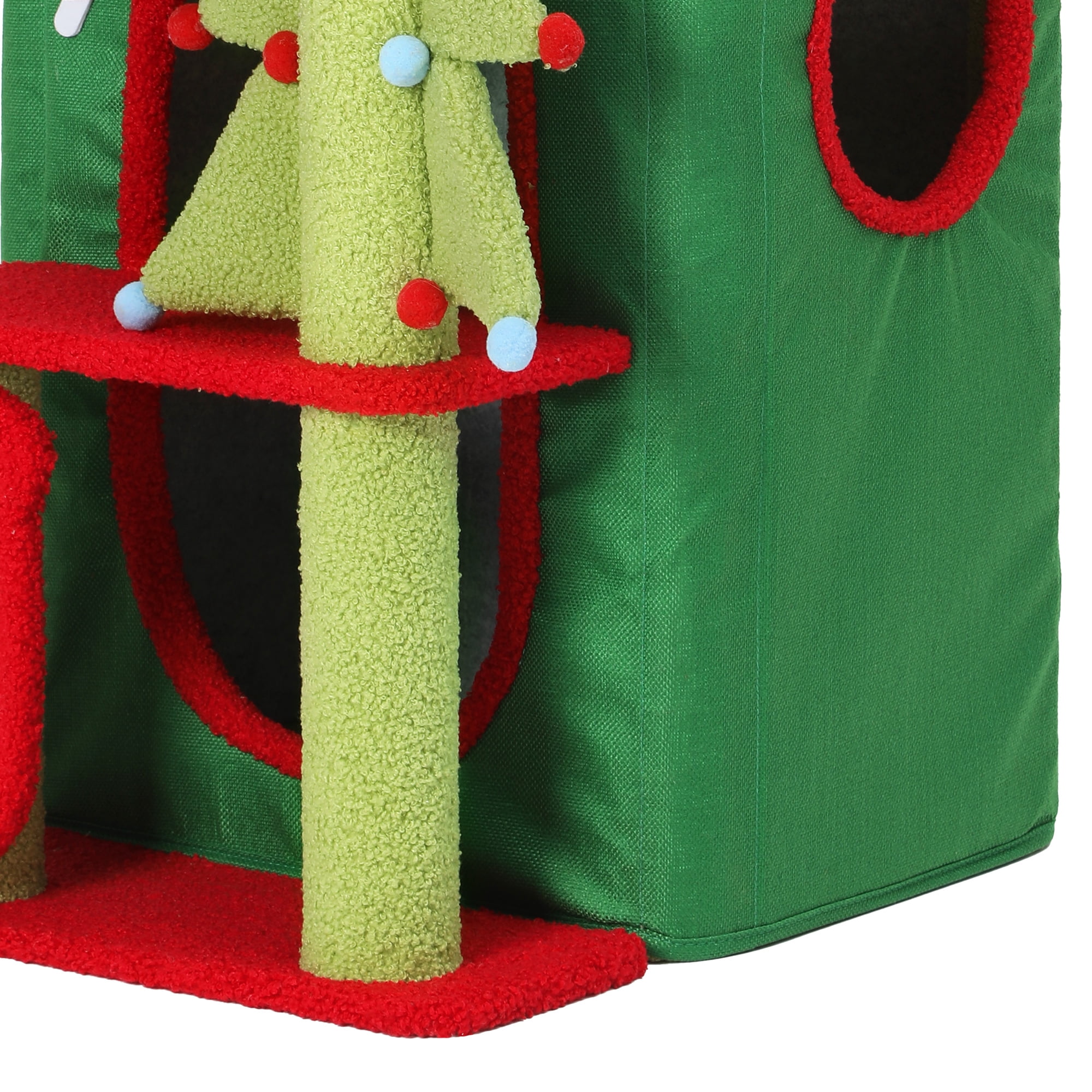Dextrus Christmas 3 Level Cat House, Indoor Cat Flap Bed PlayHouse, Covered Cat Bed with Scratch Pad & Hideaway Cave, Suitable for Multiple Kitten