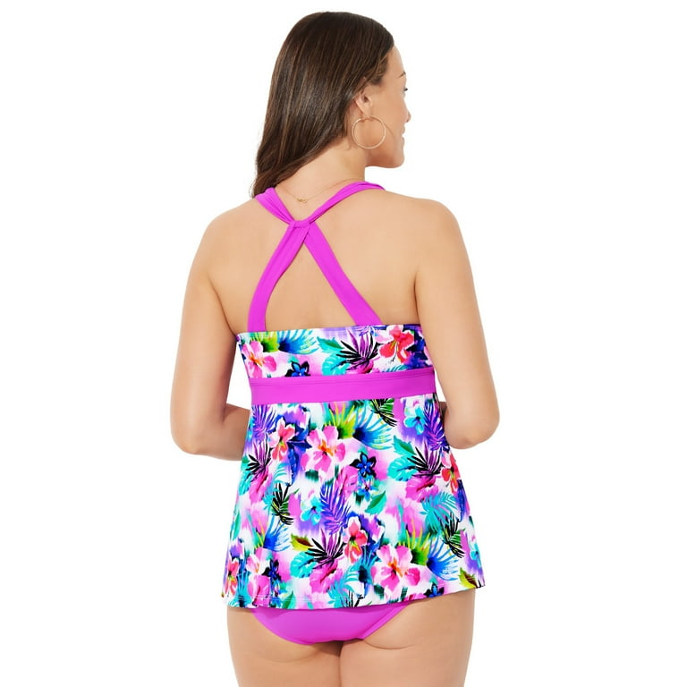 Swimsuits for All Longer Length Surplice Tankini Set