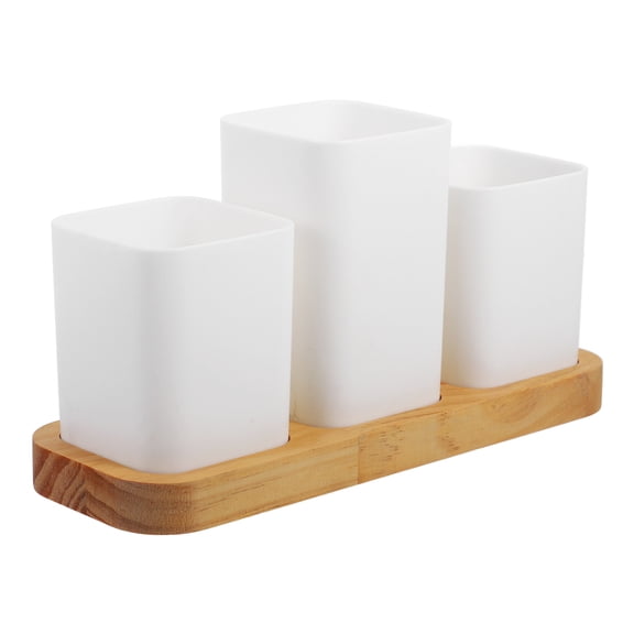 Milisten Kitchen Spoon Holder Simple Design White Pine Wood 1 Set