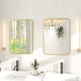 thumbnail image 5 of BEAUTYPEAK 20"x28" Wall Mirror Rounded Corners Hanging Vanity Mirror Gold, 5 of 9