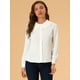 thumbnail image 3 of Blusa de cuello Peter Pan de manga larga con botones suizos para mujer blanco XS, 3 of 6