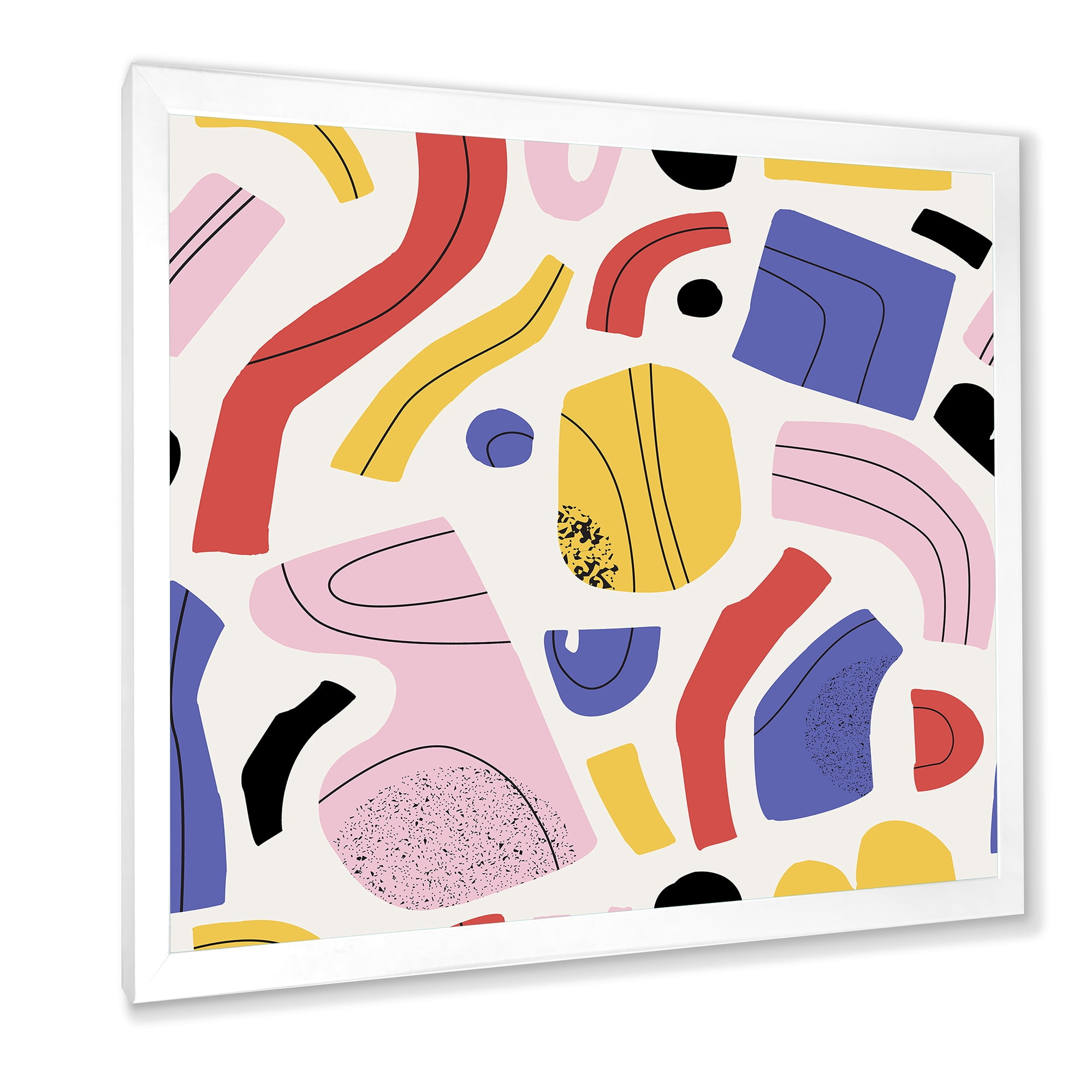 Designart 'Organic and Elements In Pink Yellow and Red' Modern Framed Art Print
