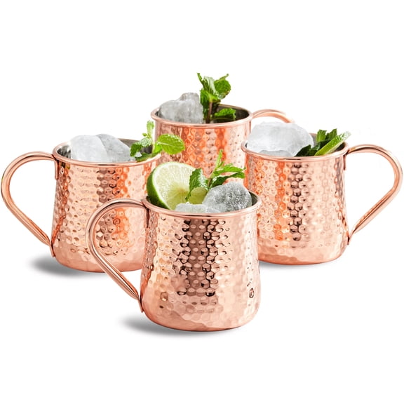 KITESSENSU Moscow Mule Mugs Set of 4 | 18 oz Hammered Copper Mugs Keep Cocktails Well-chilled | Copper Cups for Drinking Cocktails