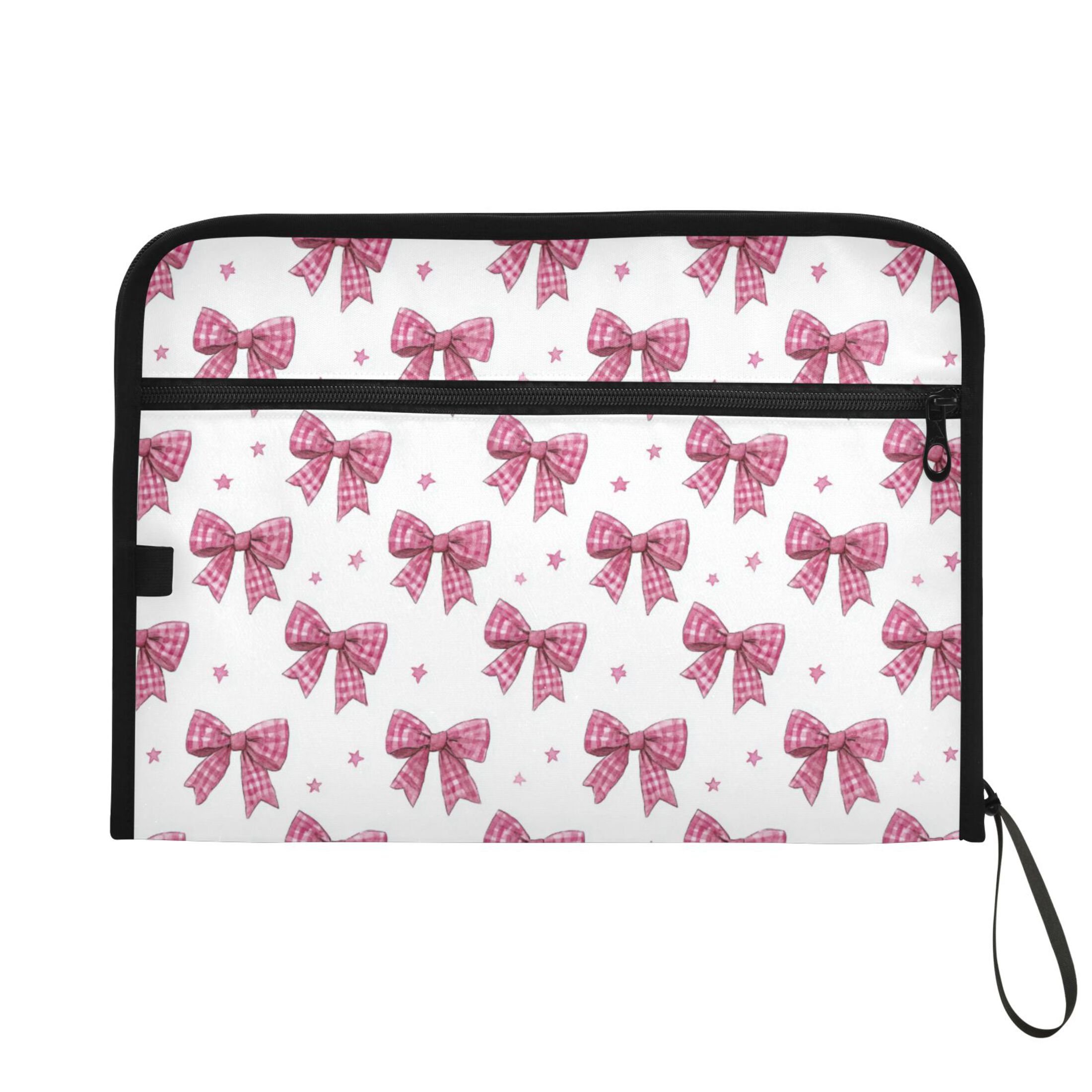WOBOGO Pink Gingham Bows Expanding File Folder Letter Size Accordion Filing Organizer 13 Pocket Separate Organ Pocket