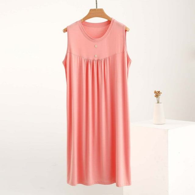Ailaofu Chemises de Nuit pour Femmes Manches Courtes T-Shirts de Sommeil Robe de Nuit Plissée Col Rond T-Shirts de Nuit Robe de Maison Douce