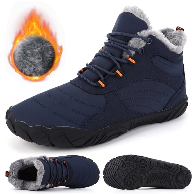 Botas Tobillo Minimalistas Con Punta Ancha Zapatos Descalzos Nieve Descalzas Felpa Invierno Antideslizantes Impermeables para Senderismo Y