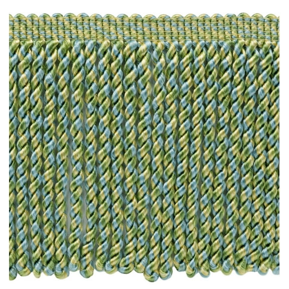6 Inch Long / Ocean Blue, Spring Green, Pale Yellow, Alpine Green, Gulf Bullion Fringe Trim / Style# BFMLT6 / Color: Summer Daze - PR17 / Sold By the Yard