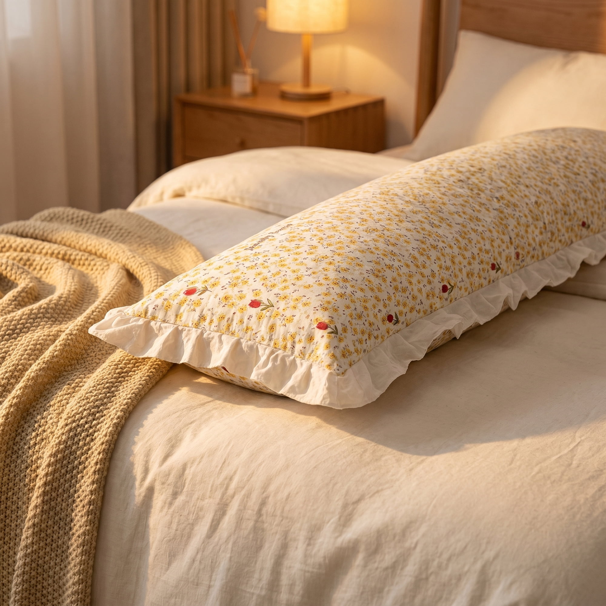 Unique Bargains 1 Pack Pillowcase Soft Cooling Polyester Breathable Cover 20"x48" Yellow
