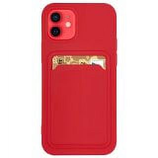 Silicone Card Holder Protection Case For iPhone 12 Pro Max in Red