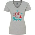 thumbnail image 3 of Inktastic Let It Snow, Snowflakes, Christmas - Red Blue Gray Women's V-Neck T-Shirt, 3 of 5