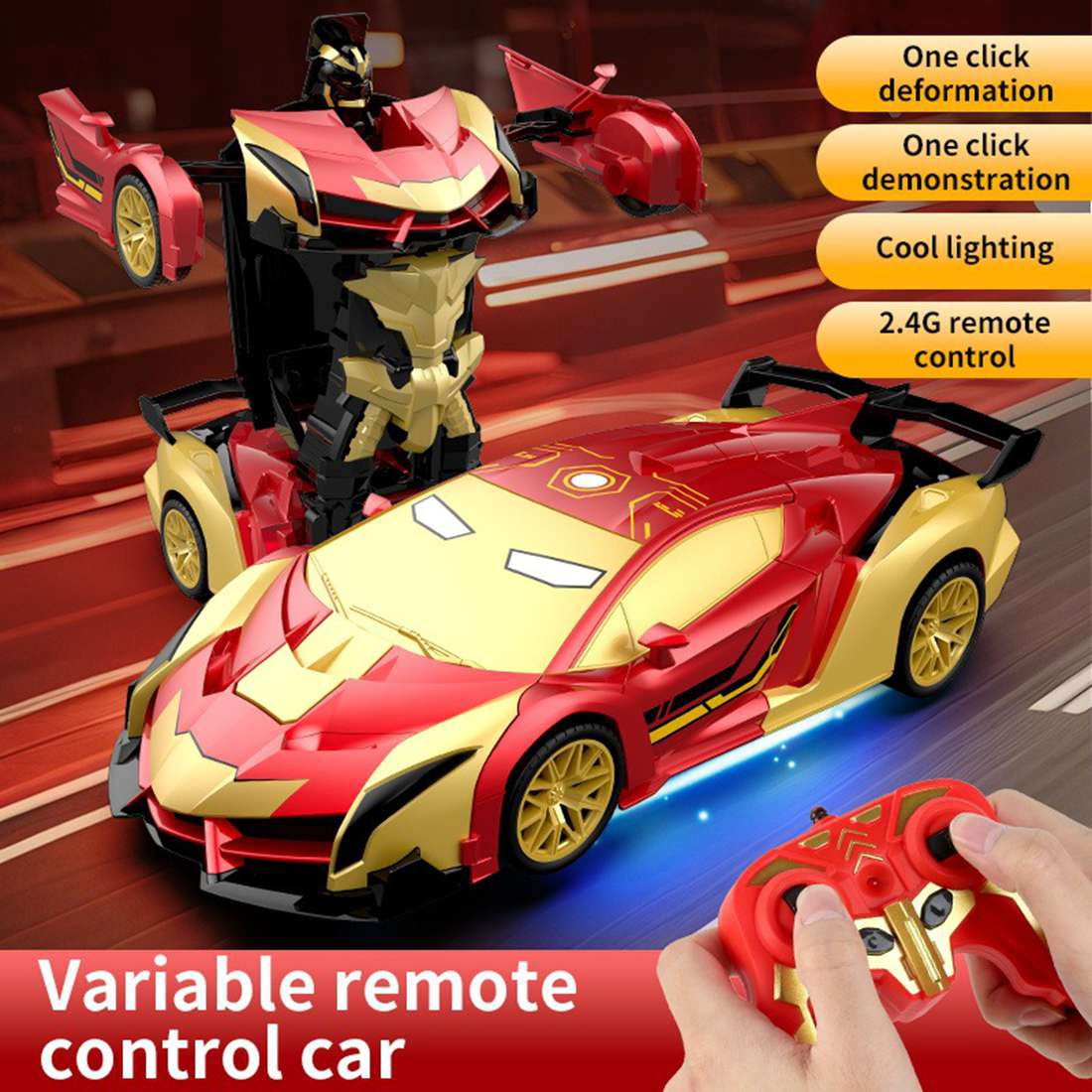Transforming Remote Control Car Robot, R/C Car Toy, One-Button Deformation, Children's Day Gifts, 1:18 Scale 360°Rotating Drifting, Toys Suitable for Kids Over 3+ Years Old, Educational Toy, Birthday