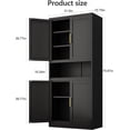 thumbnail image 2 of Metal Tall Narrow Pantry Cabinet, 71" High Bathroom Storage Organizer With 4 Doors and Adjustable Shelves, Open Countertop for Kitchen and Bathroom, 2 of 6