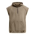 thumbnail image 4 of Frnrwgo Mens Sleeveless Hooded Denim Shirts Quarter Zip Solid Color Washed Casual Top for Daily Holiday Wear, 4 of 5