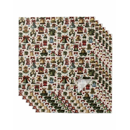 

Christmas Cloth Napkins Set of 6 Xmas Bells Snowflake Snowman Botanical Washable Reusable Dinner Cocktail Napkin for Kitchen Party Wedding Banquet Holiday Baby Shower Table Decor
