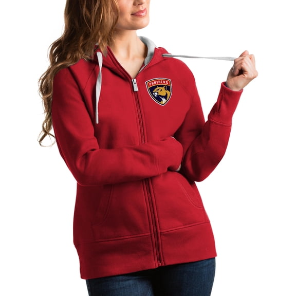 Women's Antigua Red Florida Panthers Team Victory Full-Zip Hoodie