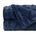 thumbnail image 4 of Chanasya Cable Knit Embossed Faux Fur Throw Blanket - Reverse Mink Modern, Comteporary, Elegant, Super Soft, Warm and Cozy for Bed, Couch, Living Room and Bedroom Home Décor (50x65 Inches) Blue, 4 of 6
