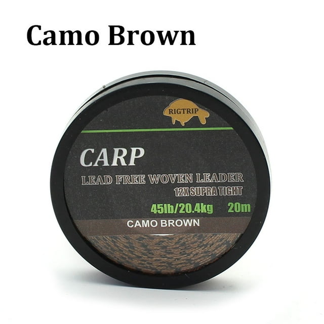 20m Carp Fishing Line Braided NON Lead Core Carp Leader Line Camo Green Mainline Leadcore for Carp Rig Chod Helicopter Rig Camo brown