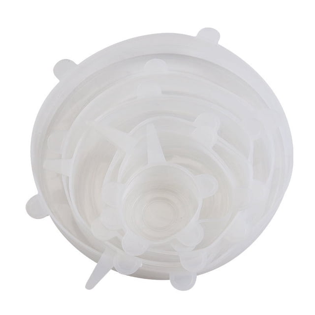 Funda de silicona elástica para conservación de seis piezas, resistente al polvo, para frigorífico, microondas, horno, con forma de cara sonriente