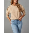 thumbnail image 2 of Arvbitana Women's Loose Fleece Sweatshirt Solid Color Long Sleeve Lightweight Pullovers Fall Winter Casual Tops Streetwear, 2 of 7